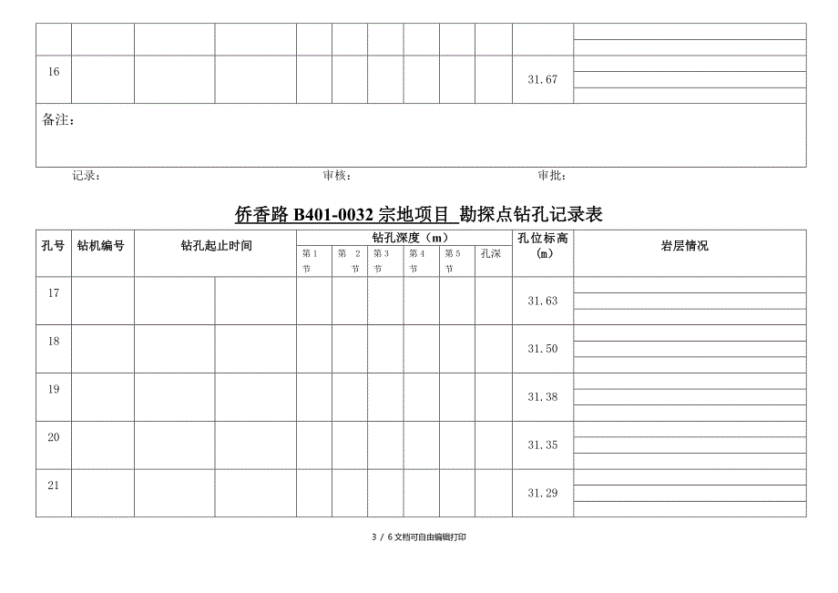 勘探点钻孔记录表_第3页