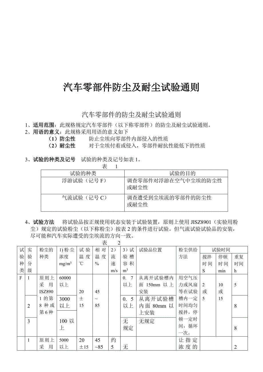 汽车零部件防尘及耐尘试验通则.doc_第1页