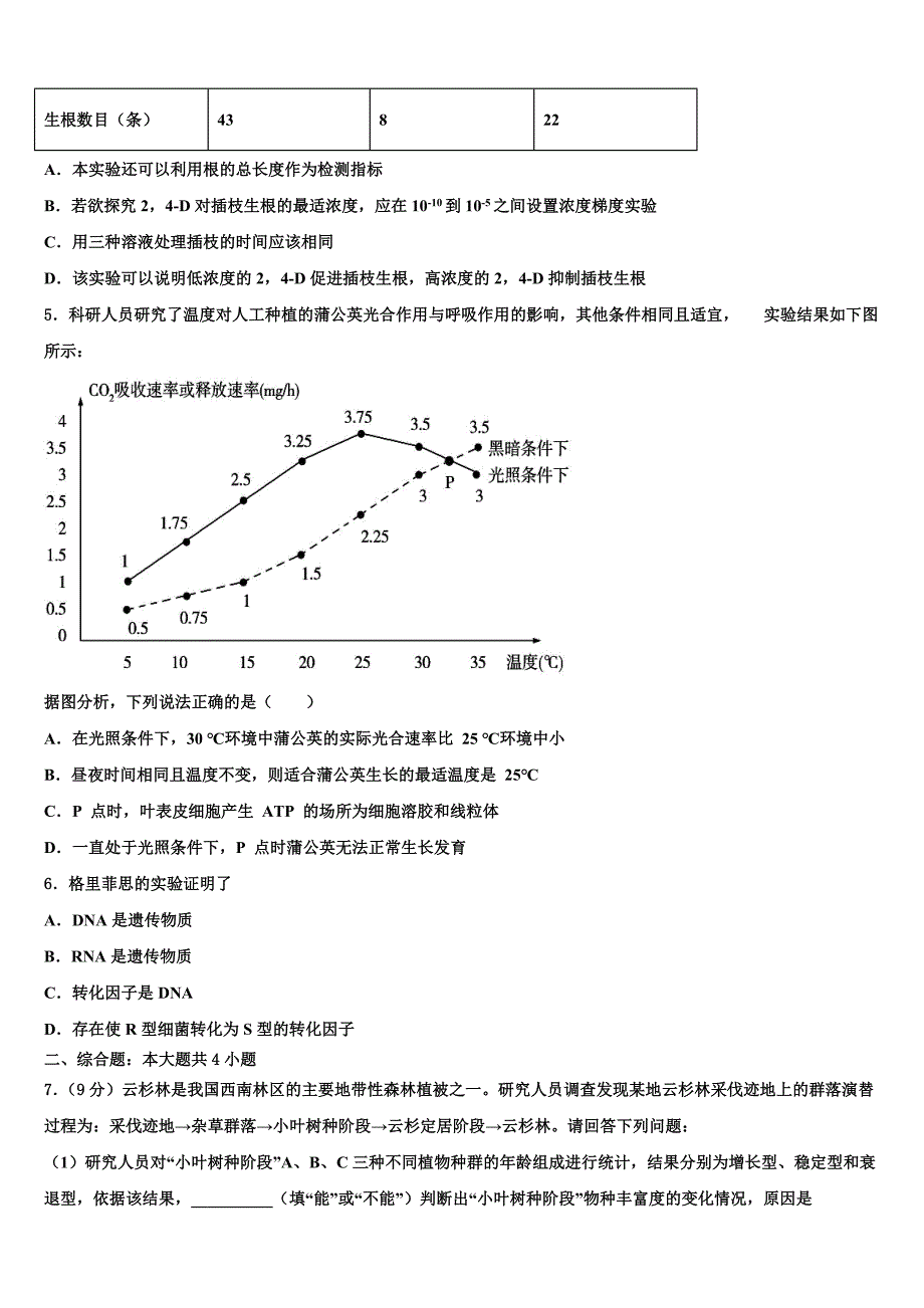 2023学年河北省张家口市宣化第一中学高三一诊考试生物试卷(含解析）.doc_第2页