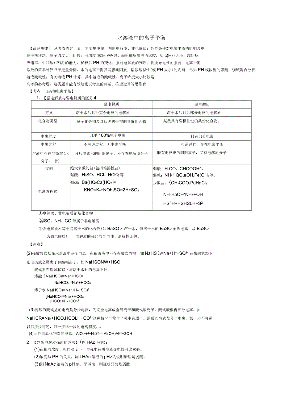 水溶液中离子的平衡知识点_第2页