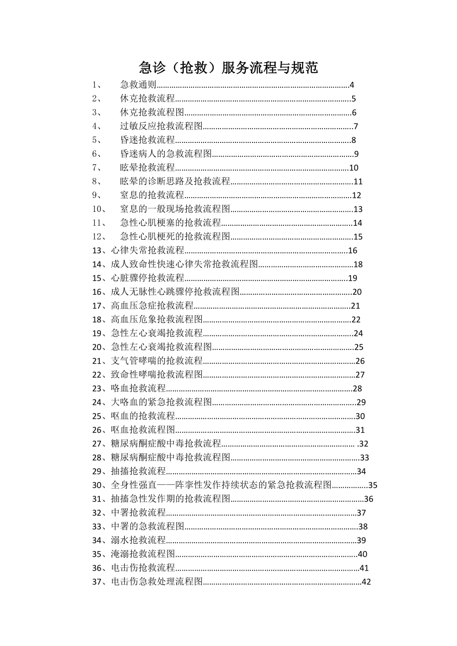 急诊急救流程图及临床操作模板_第1页