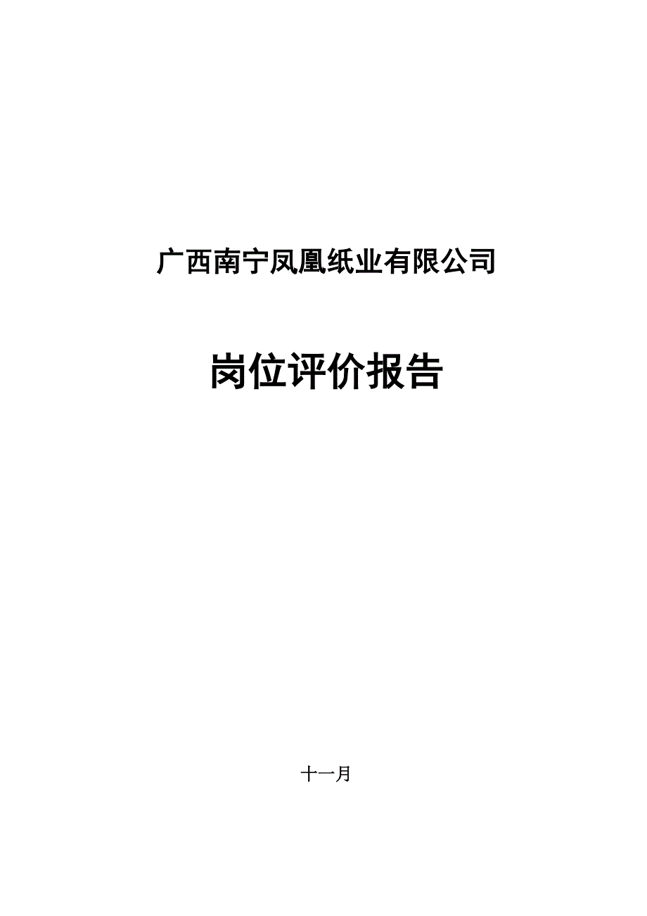 北大纵横凤凰纸业南宁凤凰纸业岗位评价报告.doc_第1页