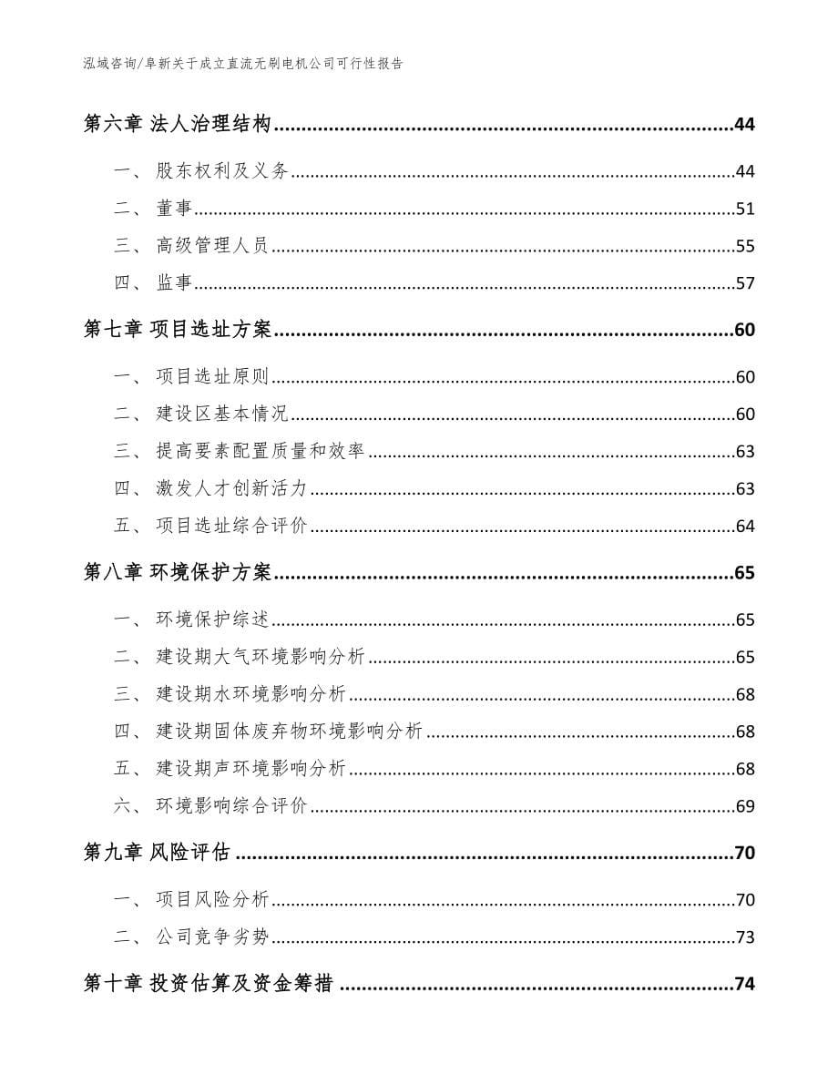 阜新关于成立直流无刷电机公司可行性报告模板参考_第5页