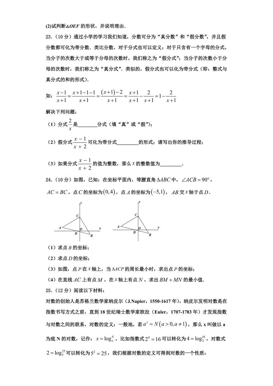 2023学年河南省罗山县联考数学八上期末考试模拟试题含解析.doc_第5页