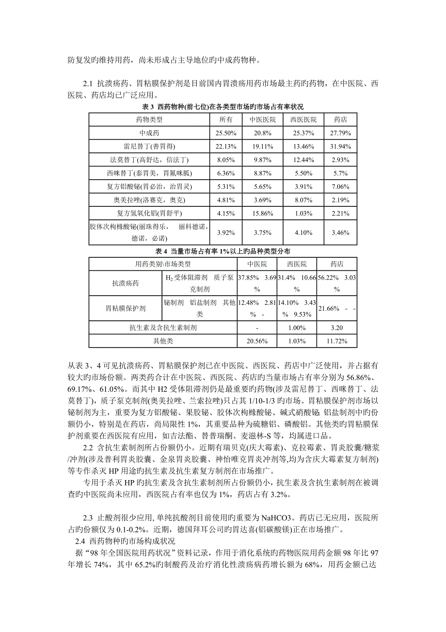 胃溃疡的治疗药物的市场前景分析与预测_第3页