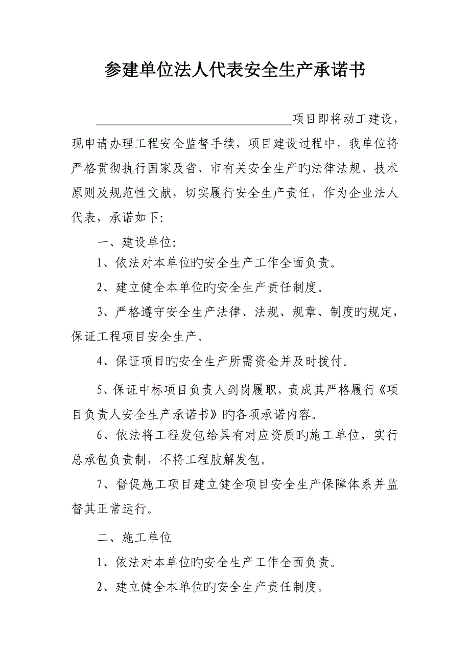 企业法人代表安全生产承诺书安监_第2页