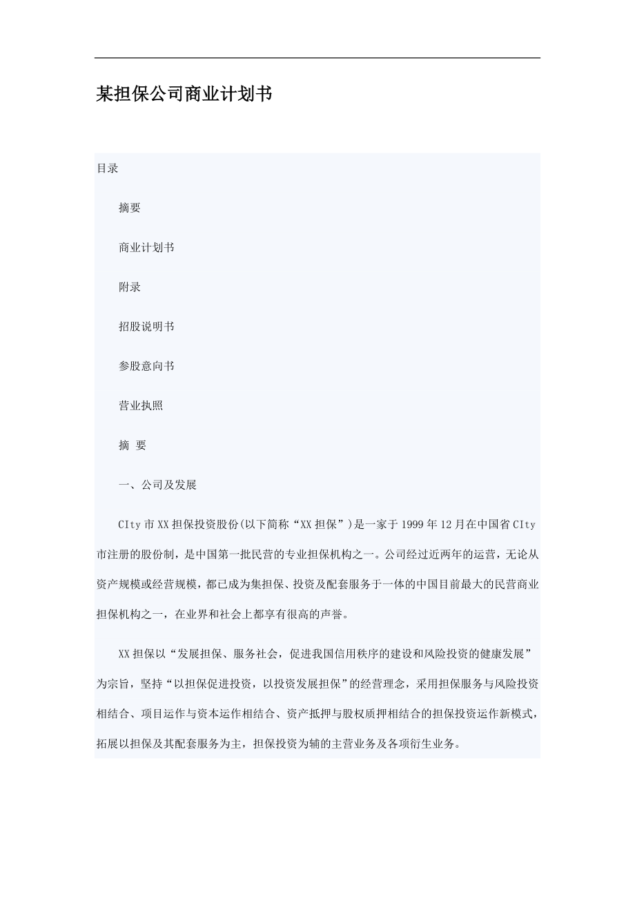 某担保公司商业实施计划书_第1页