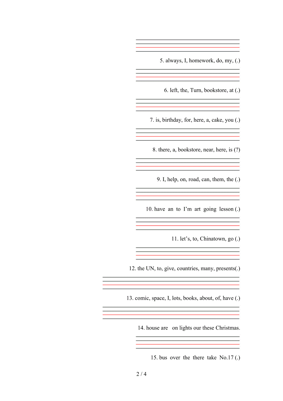 六年级沪教版英语下学期连词成句培优补差专项_第2页