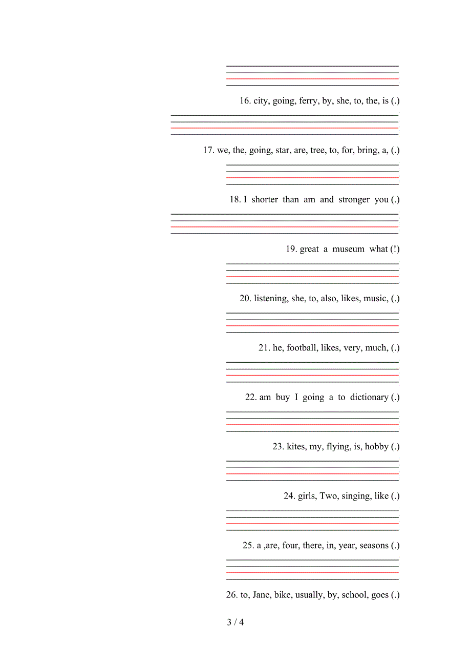 六年级沪教版英语下学期连词成句培优补差专项_第3页