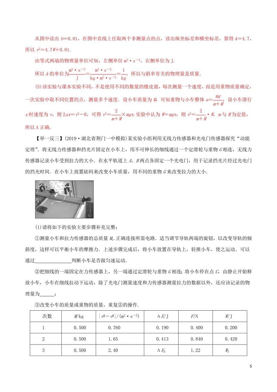 2020年高考物理一轮复习 专题5.6 实验五探究动能定理精讲（含解析）_第5页