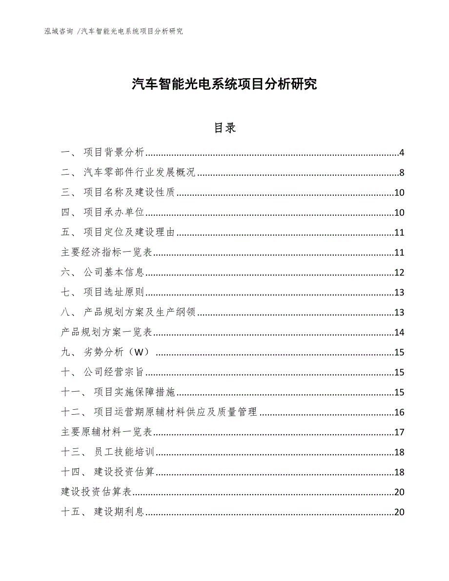 汽车智能光电系统项目分析研究_第1页