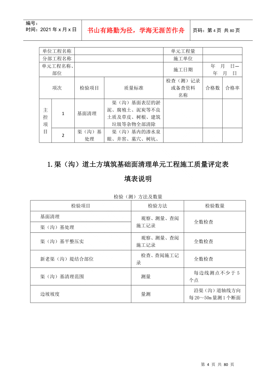 SL703-2015灌溉与排水工程施工质量评定表_第4页