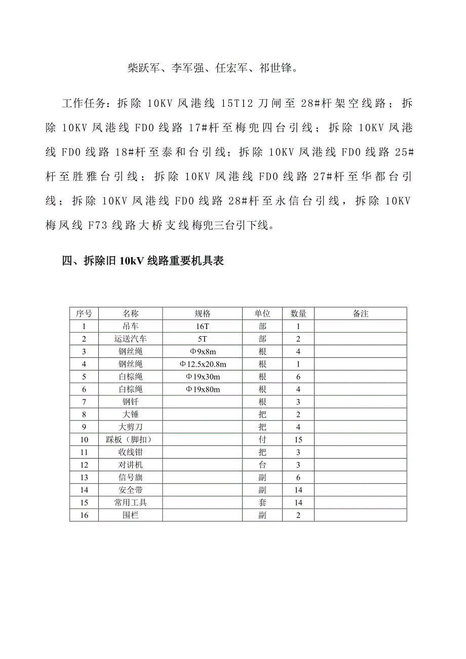 10KV线路拆旧综合施工专题方案_第2页