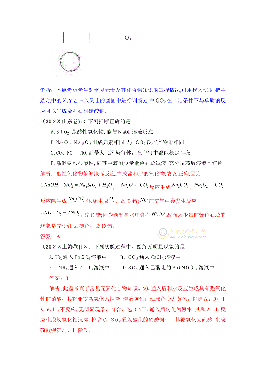 高考化学试题分类汇编非金属及其化合物高中化学3_第3页