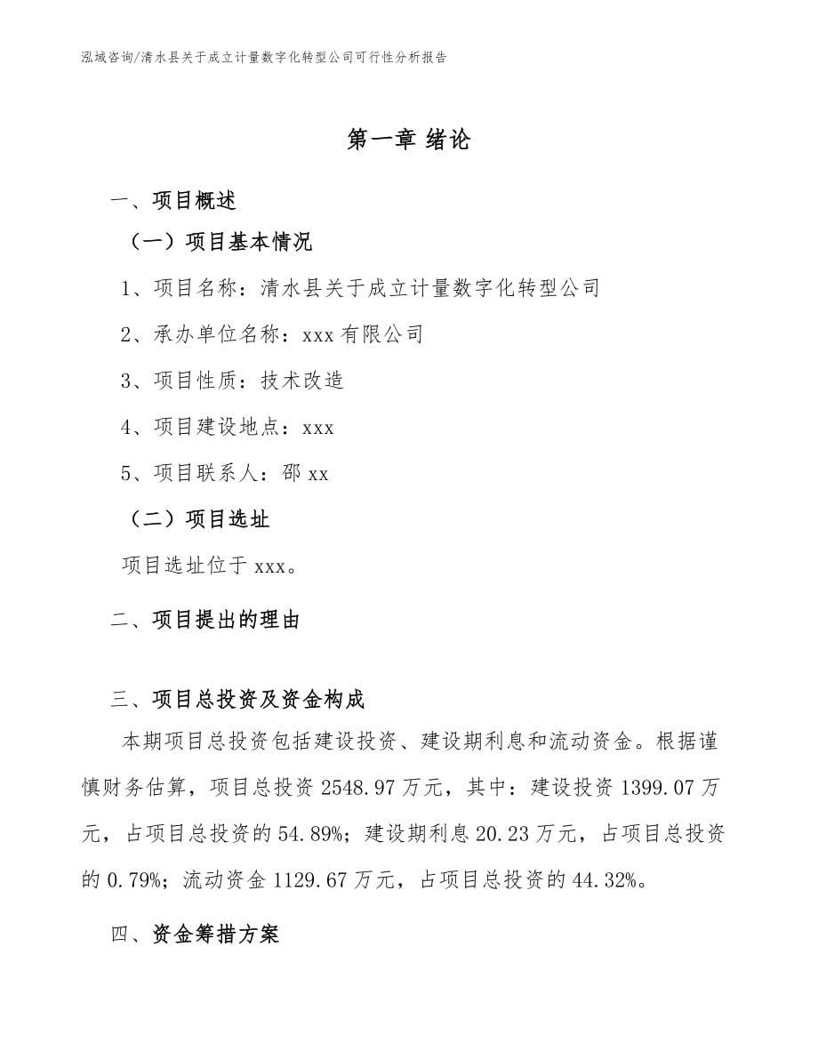 清水县关于成立计量数字化转型公司可行性分析报告参考模板_第5页