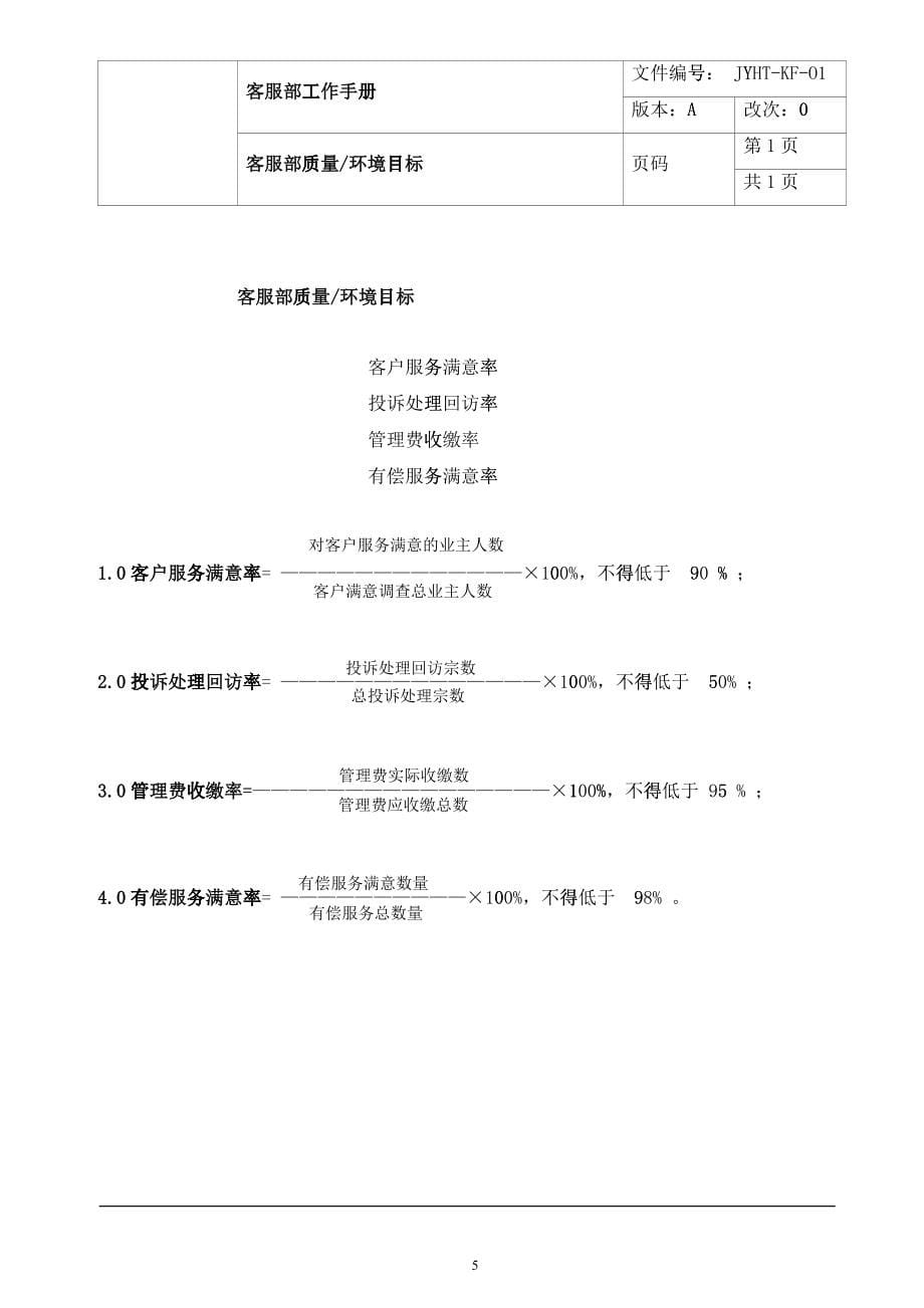 物业客服部ISO精品工作手册_第5页