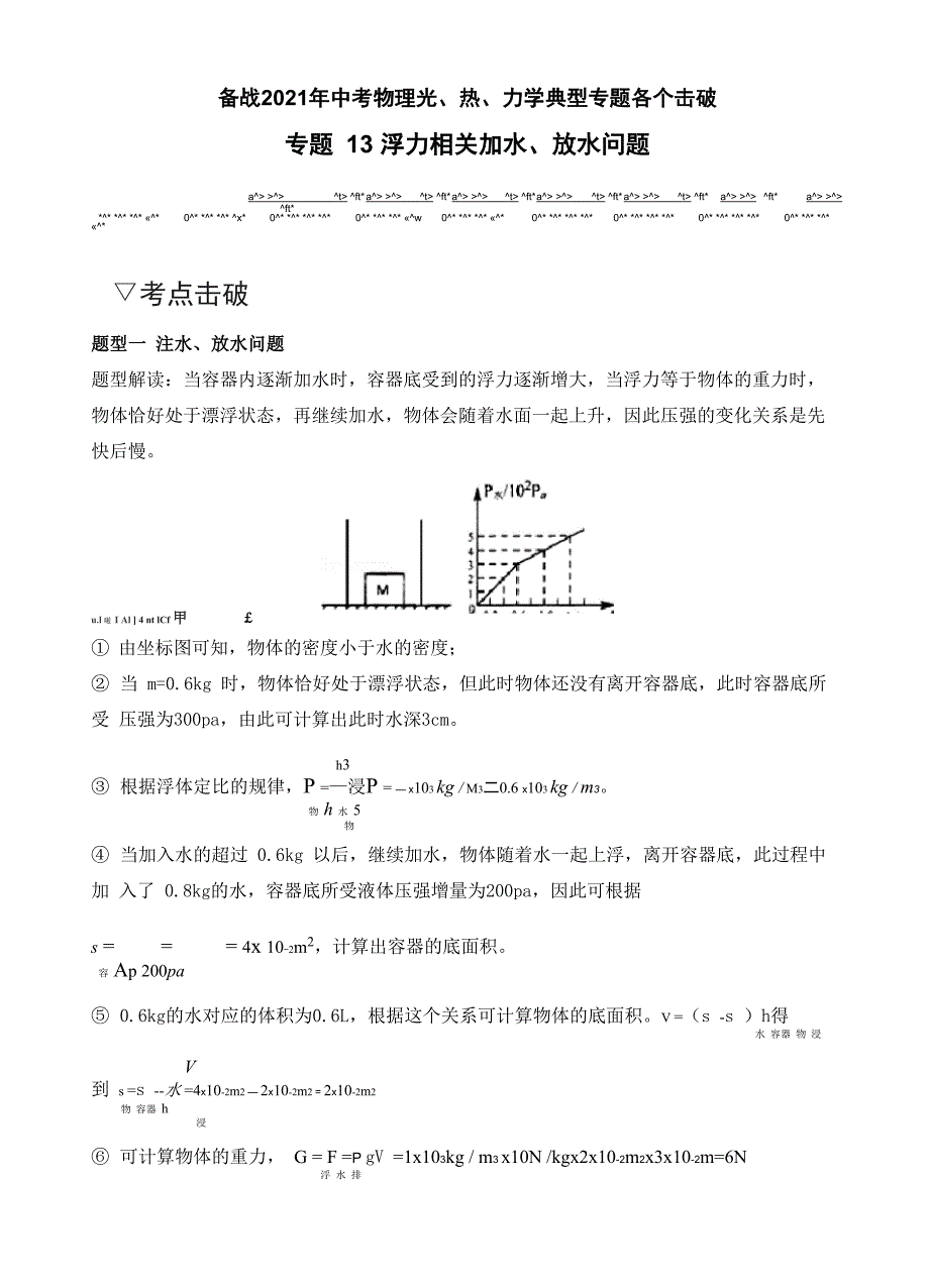 专题13 浮力相关加水、放水问题_第1页