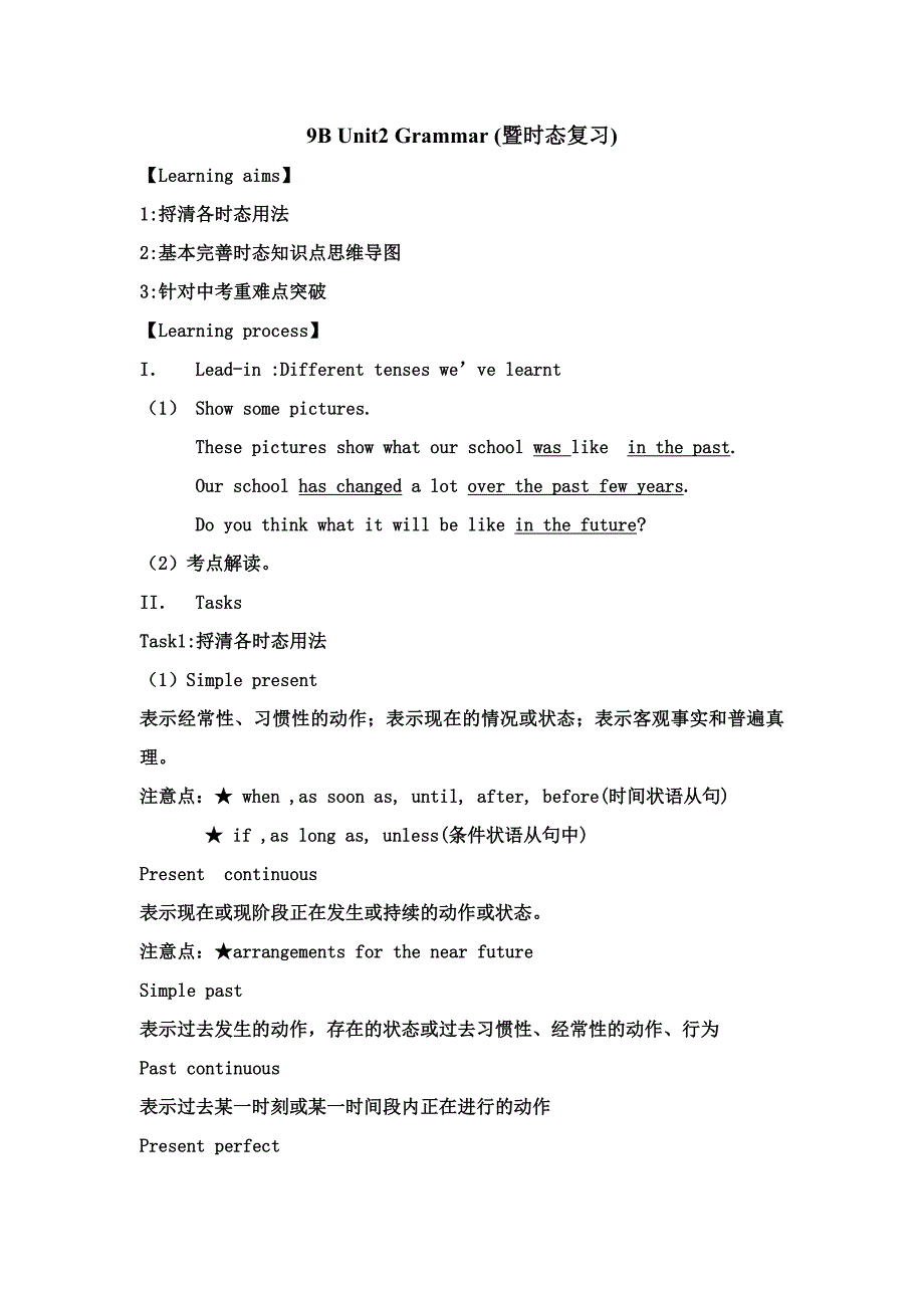 9B Unit2 Grammar (暨时态复习).docx_第1页