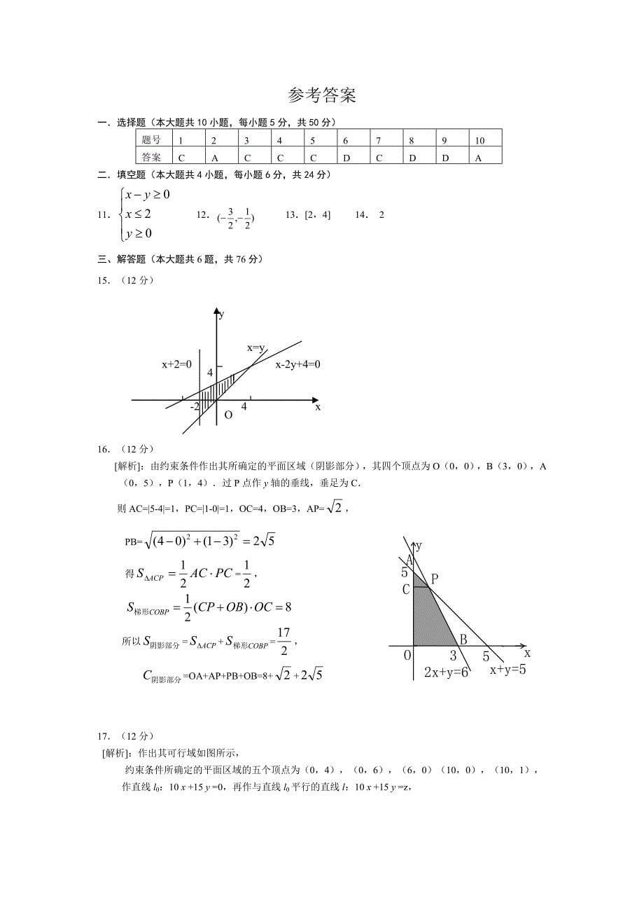 高一数学不等式直线线性规划练习题_第5页