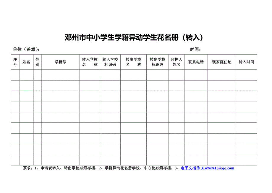 河南省邓州市中小学生转学申请表_第3页