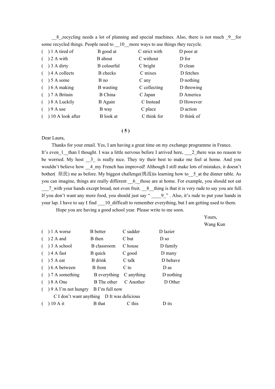 初三完型专项练习_第3页