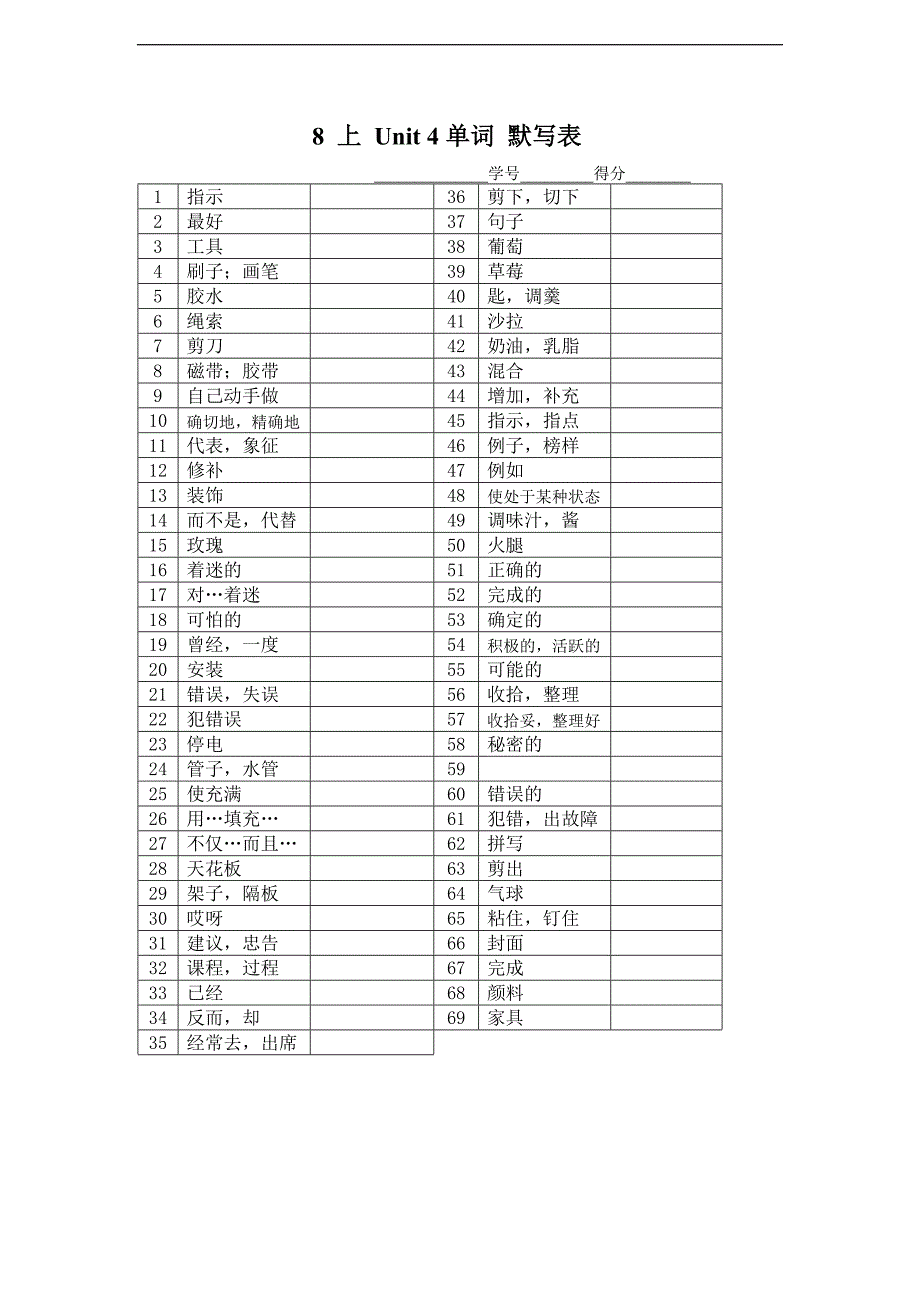 牛津初中英语译林版8A全册单词默写表_第4页