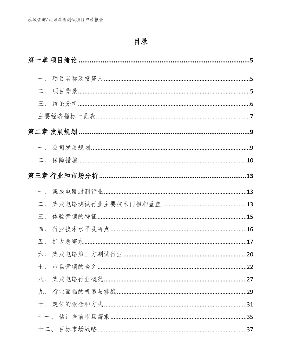 辽源晶圆测试项目申请报告【模板】_第1页
