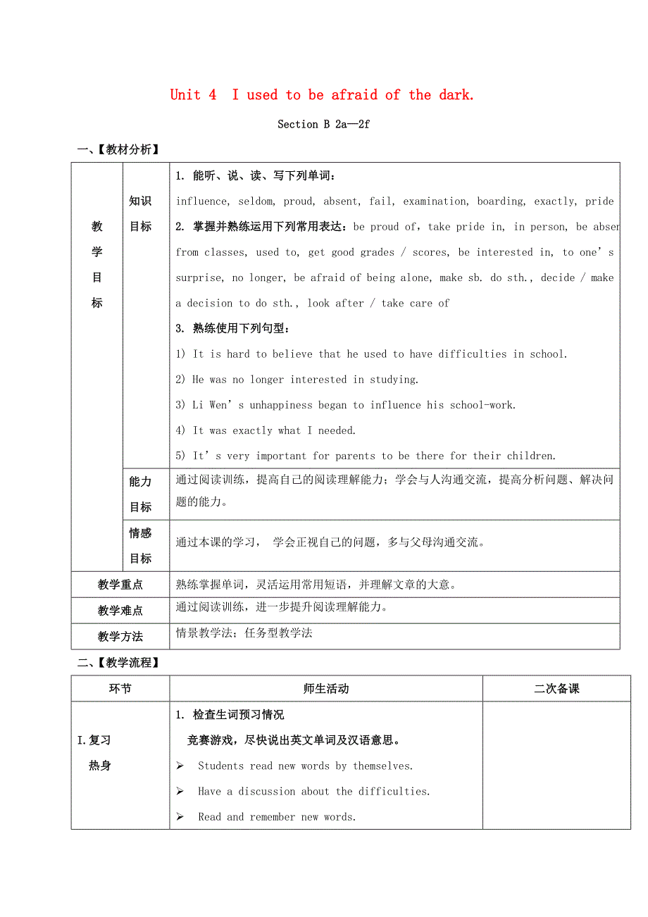 九年级英语全册Unit4Iusedtobeafraidofthedark第5课时教案新版人教新目标版_第1页