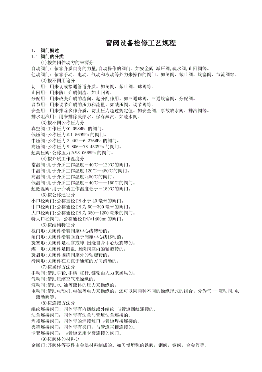 管阀设备检修工艺规程_第1页