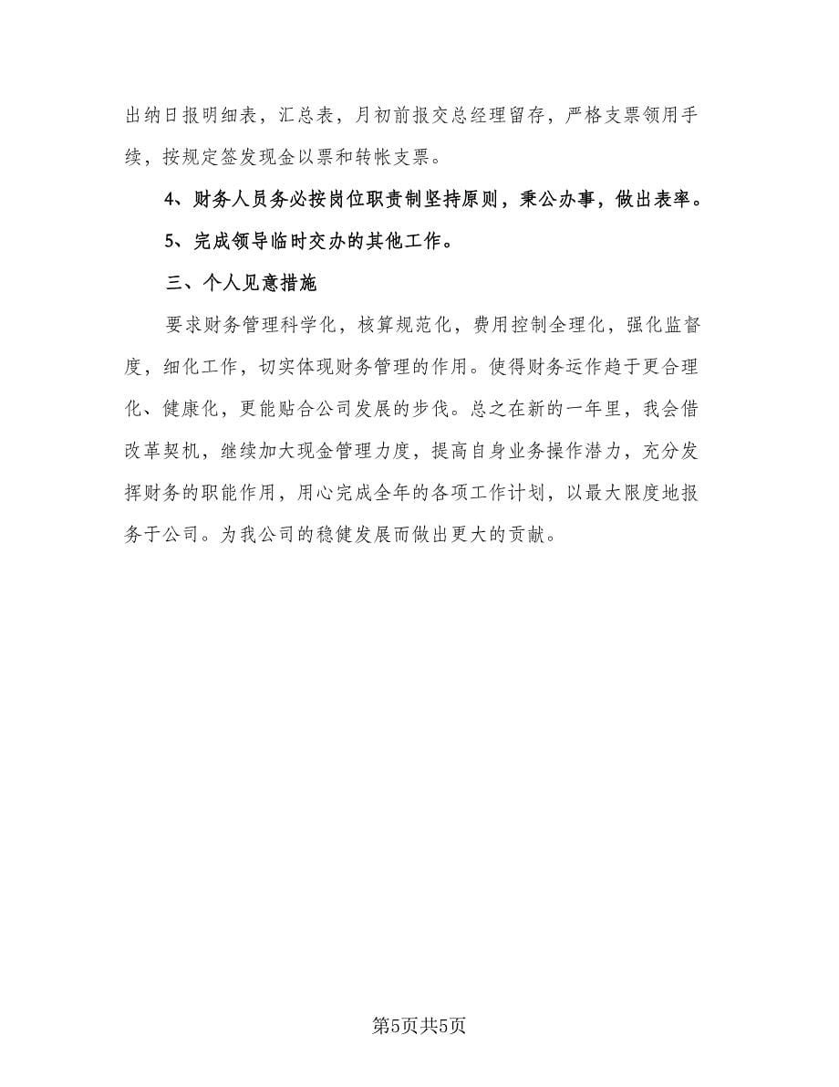 财务出纳个人工作计划样本（三篇）.doc_第5页