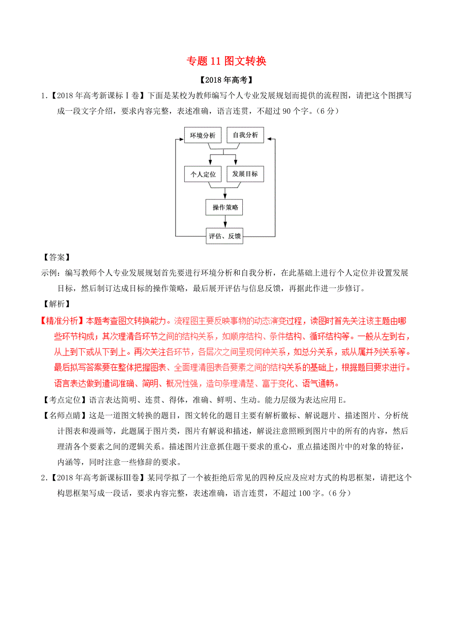 2018年高考语文高考题和高考模拟题分项版汇编专题11图文转换含解析.docx_第1页