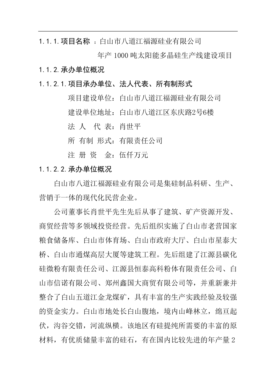 年产1000吨太阳能多晶硅生产线建设项目可行性研究报告.doc_第4页