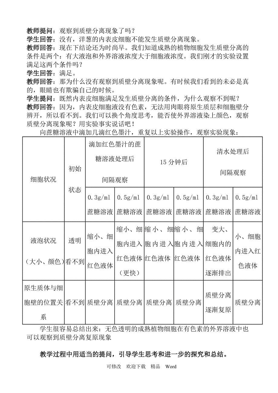 探究植物细胞质壁分离的创新实验说课稿_第5页