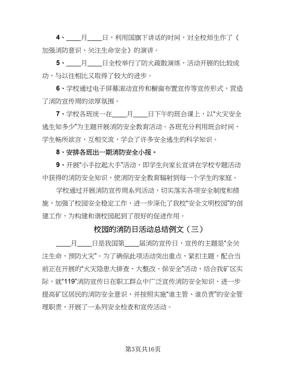 校园的消防日活动总结例文（9篇）_第3页