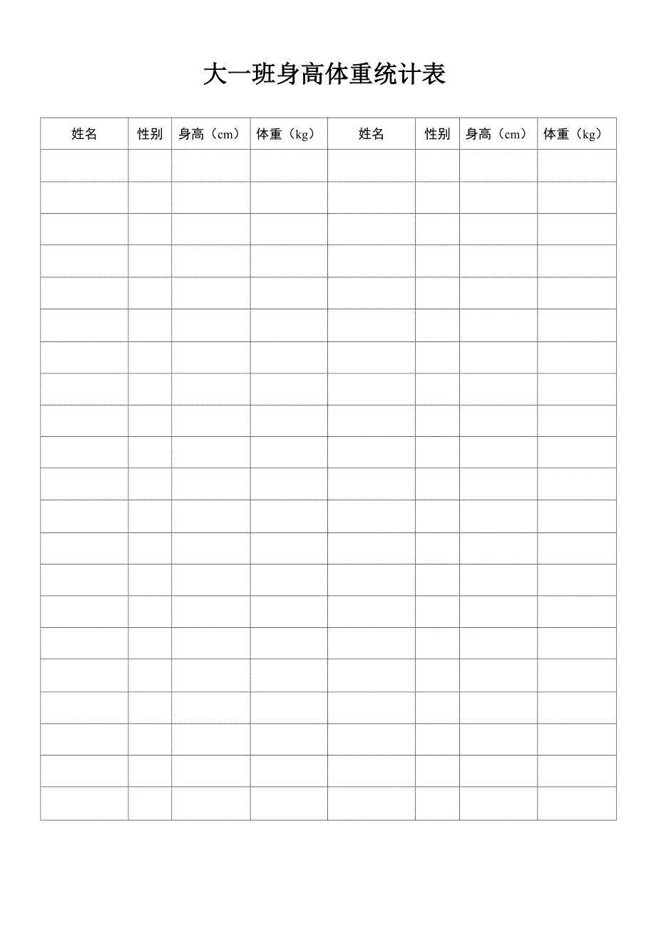 班级学生身高体重统计表_第1页