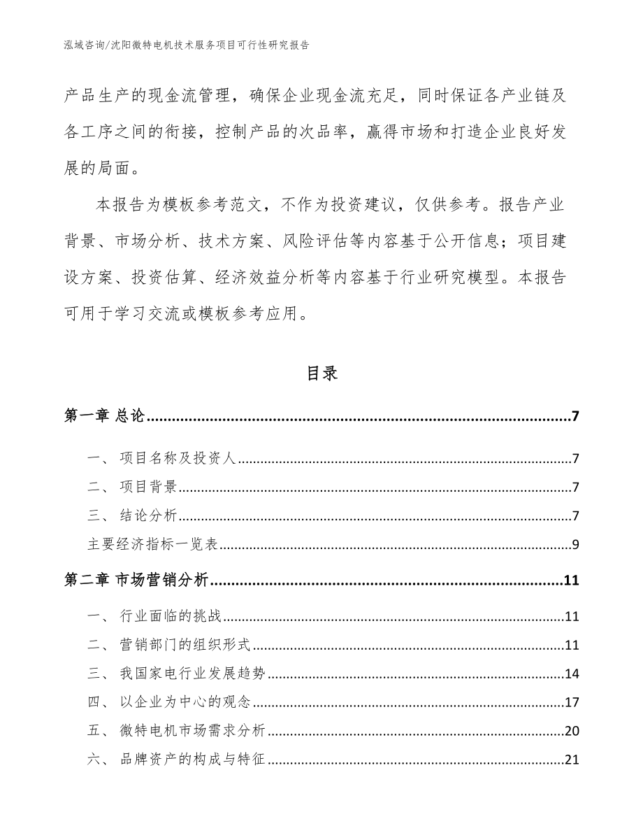 沈阳微特电机技术服务项目可行性研究报告（范文参考）_第2页