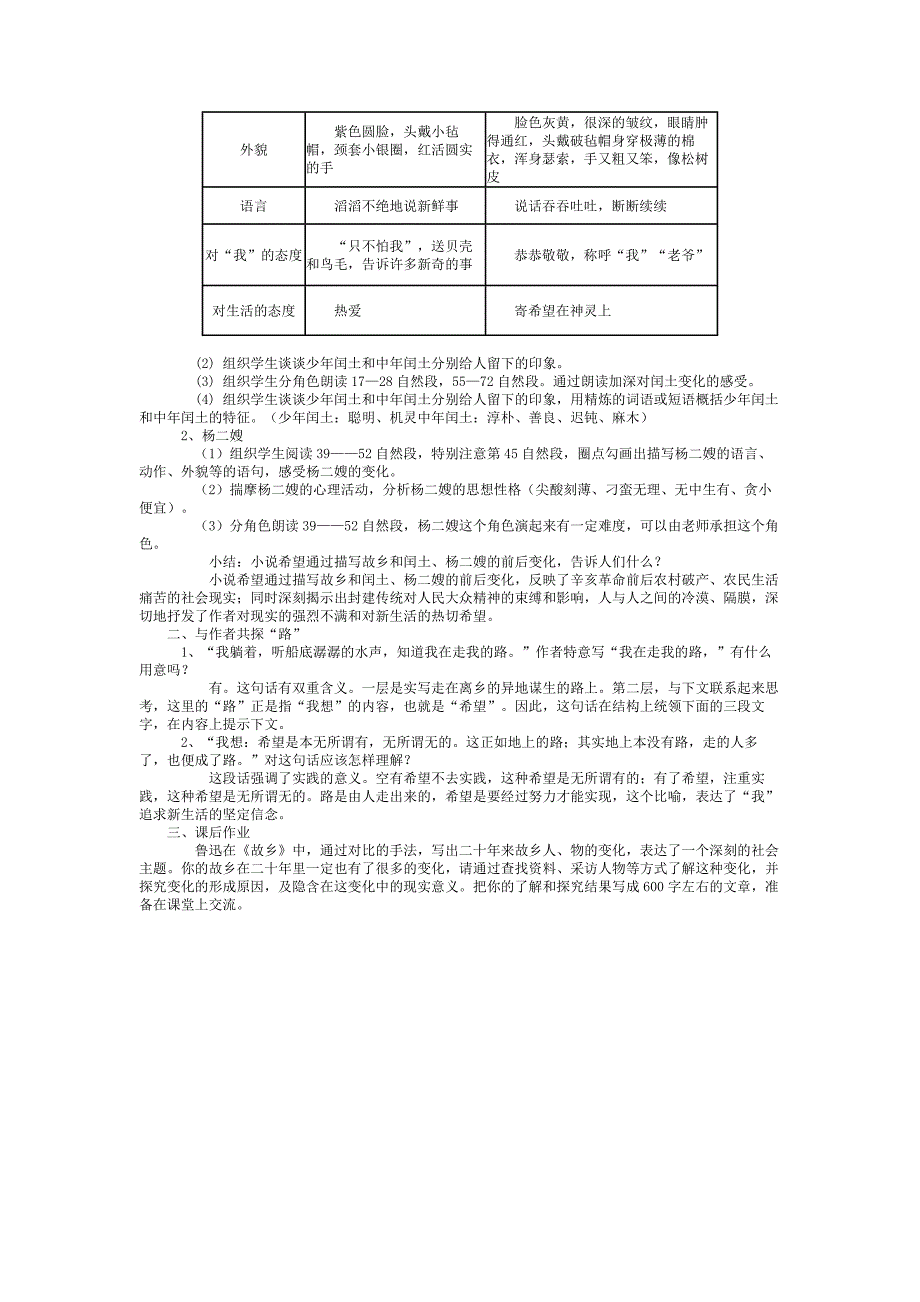 《故乡》教学设计_第2页