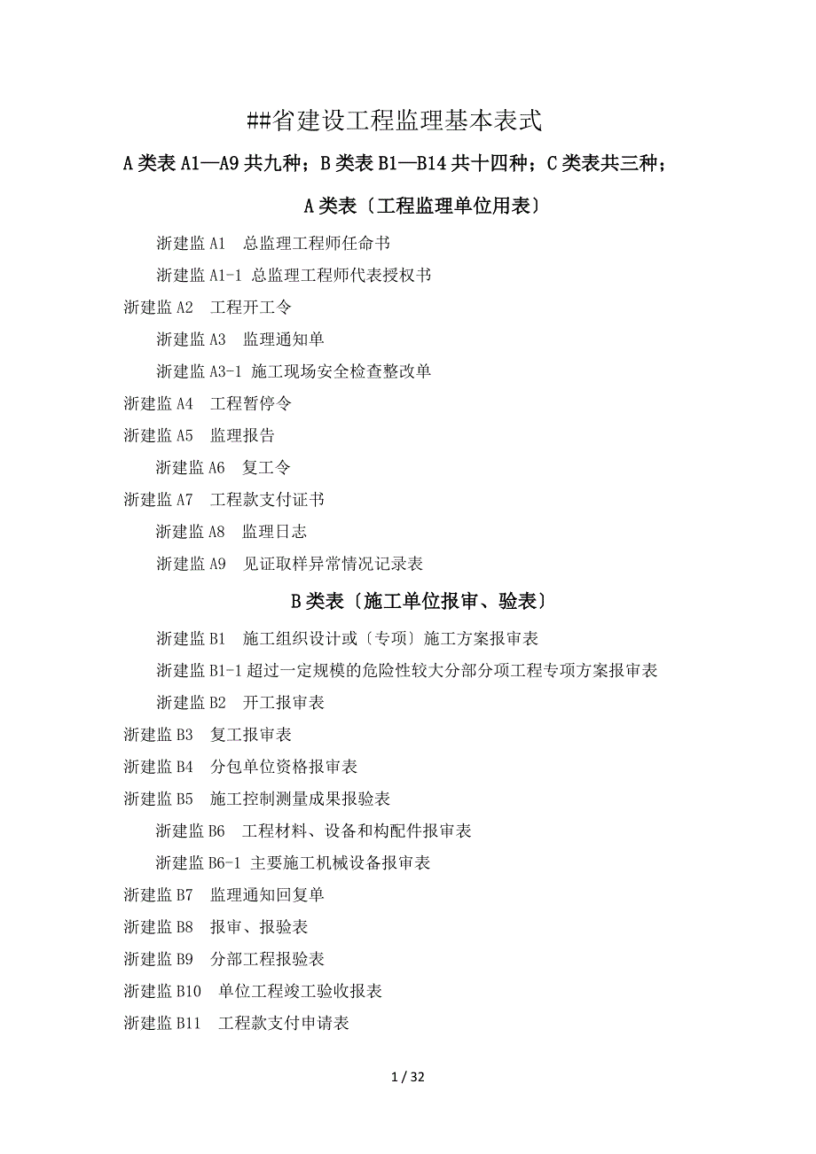 2016浙江省现场监理用表_第1页