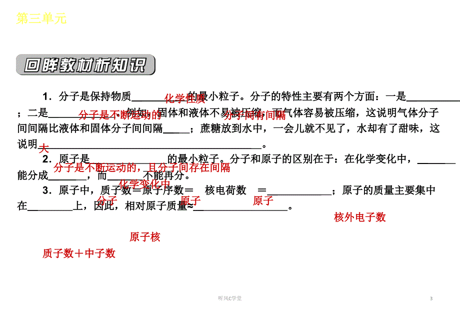 课件3人教版九年级化学第三单元物质构成的奥秘复习清风书苑_第3页