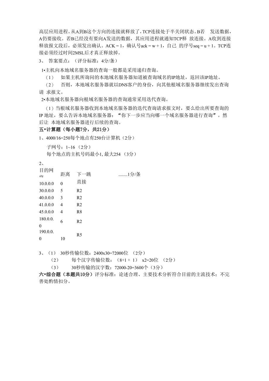 青岛理工大学计算机网络试题07~08 A_第5页