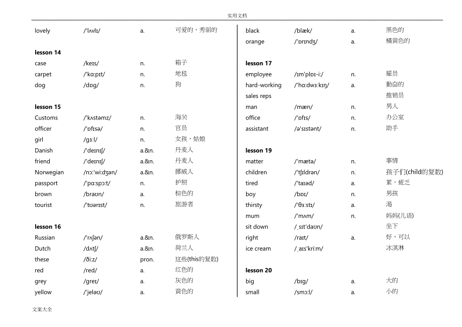 新概念1单词打印版(DOC 23页)_第4页