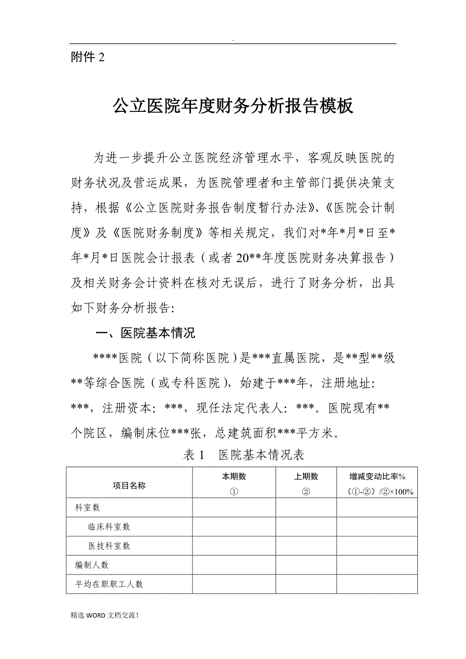 公立医院年度财务分析报告模板_第1页