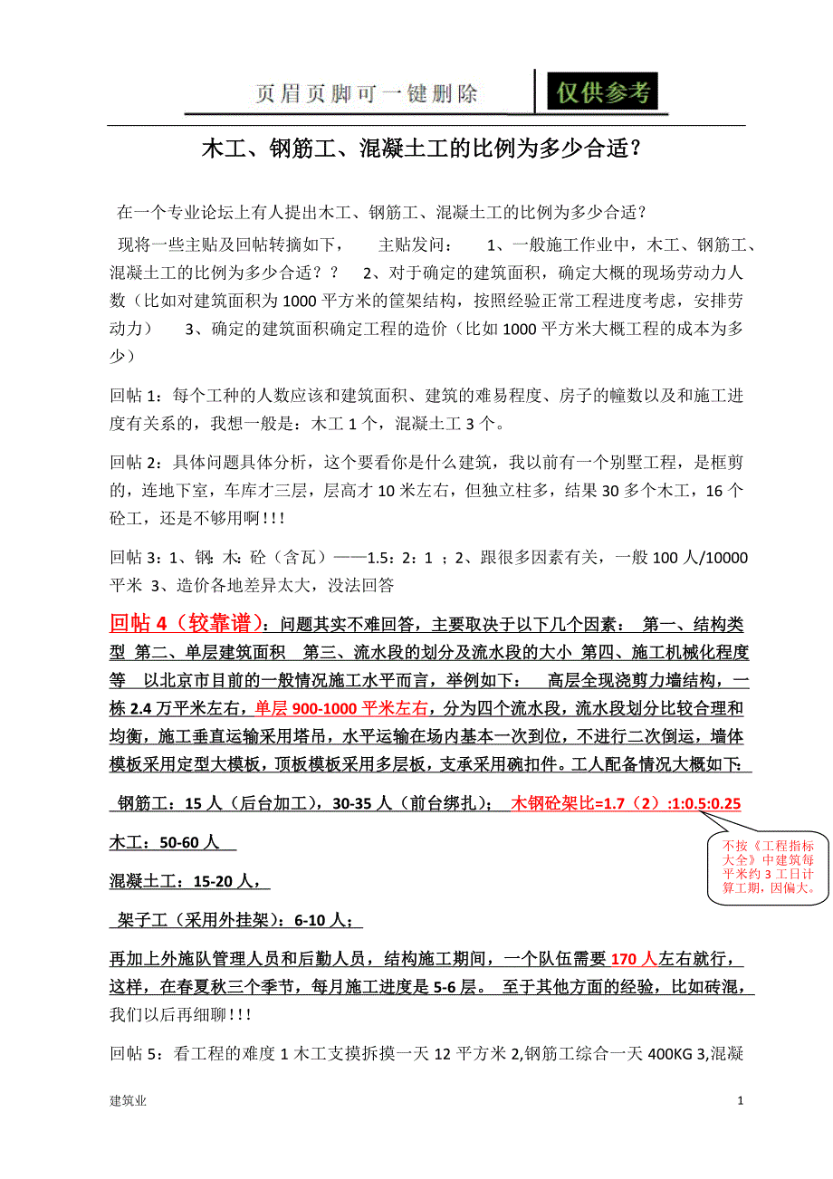 木工、钢筋工、混凝土工的比例[建筑土木]_第1页