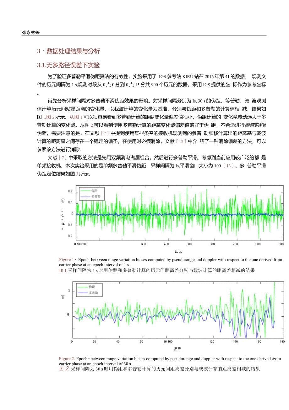 多普勒观测值平滑伪距单点定位精度分析_第5页