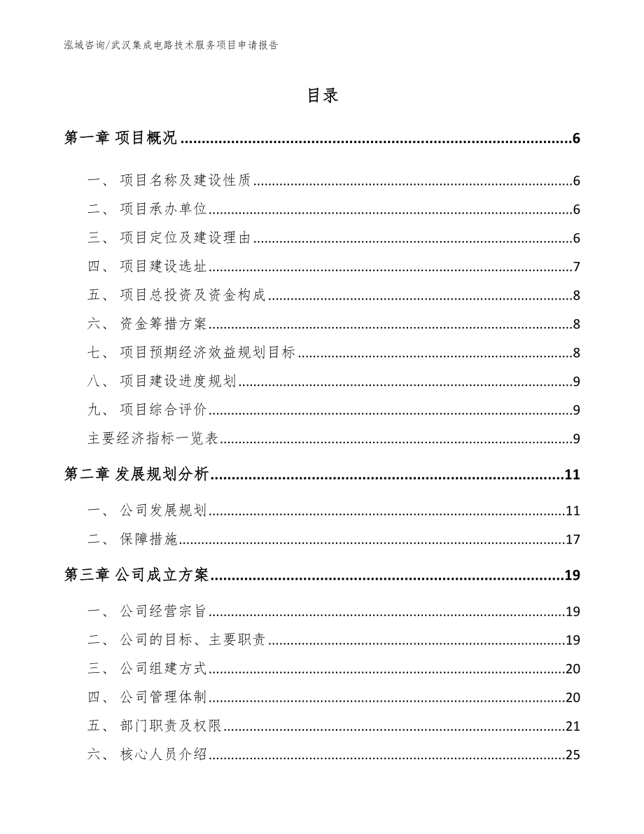武汉集成电路技术服务项目申请报告（模板）_第1页