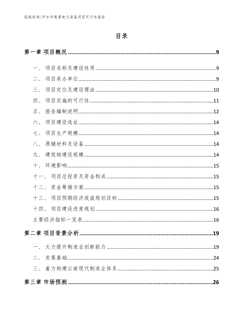 泸水市高原电力装备项目可行性报告模板_第2页