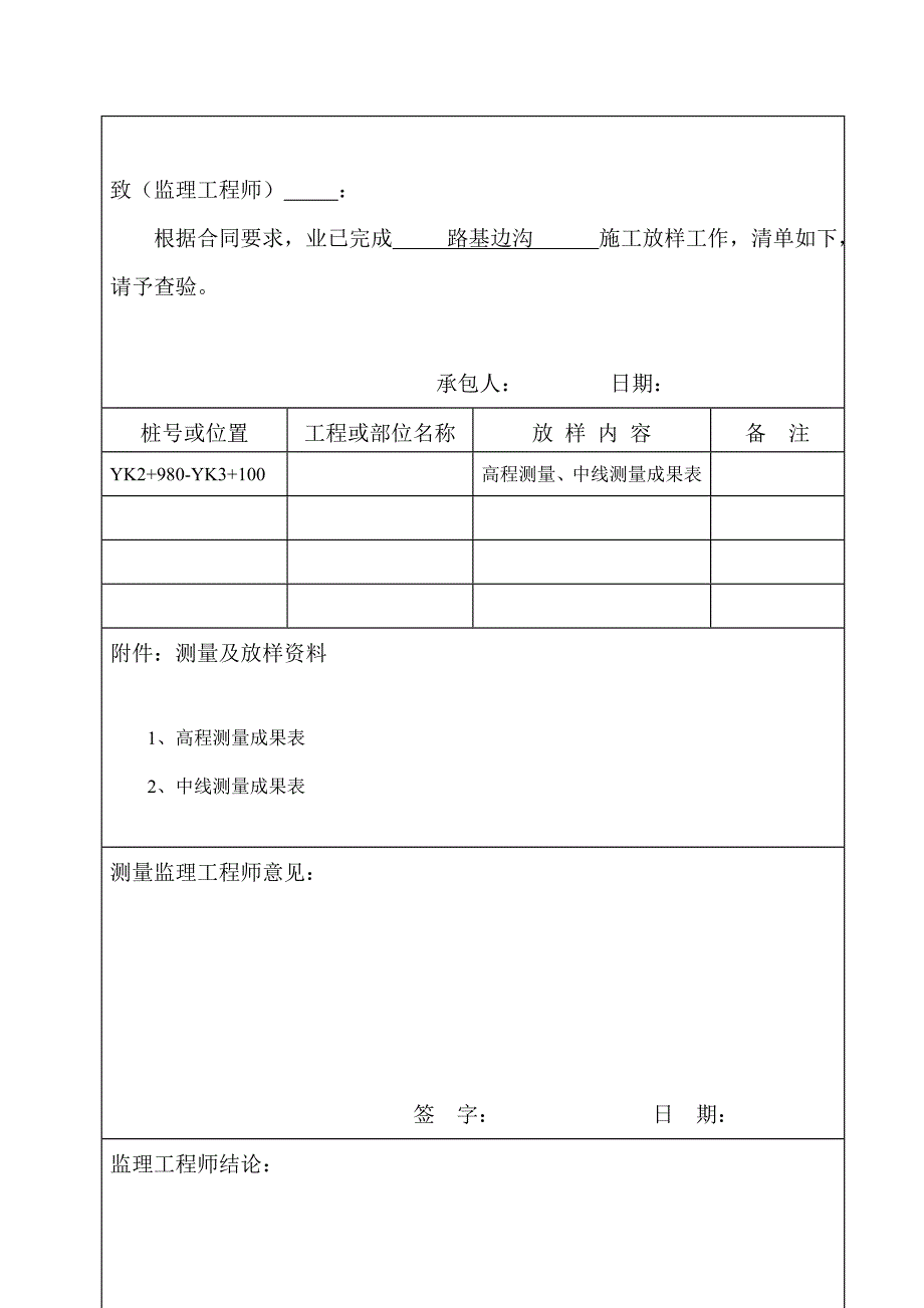 聚鸦三标浆砌边沟施工方案开工报告_第4页