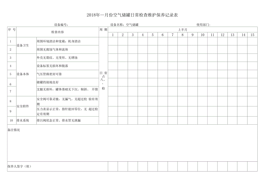 【储气罐】日常检查表_第1页