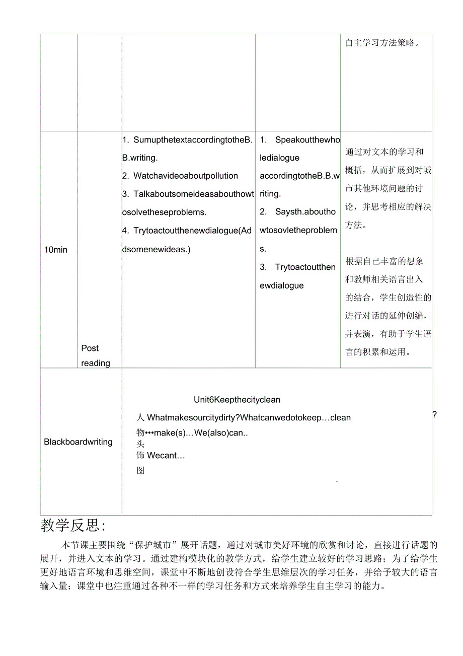 六年级上册英语教案(表格式)Unit6Keepourcityclean(period1)译林版(三起)_第3页