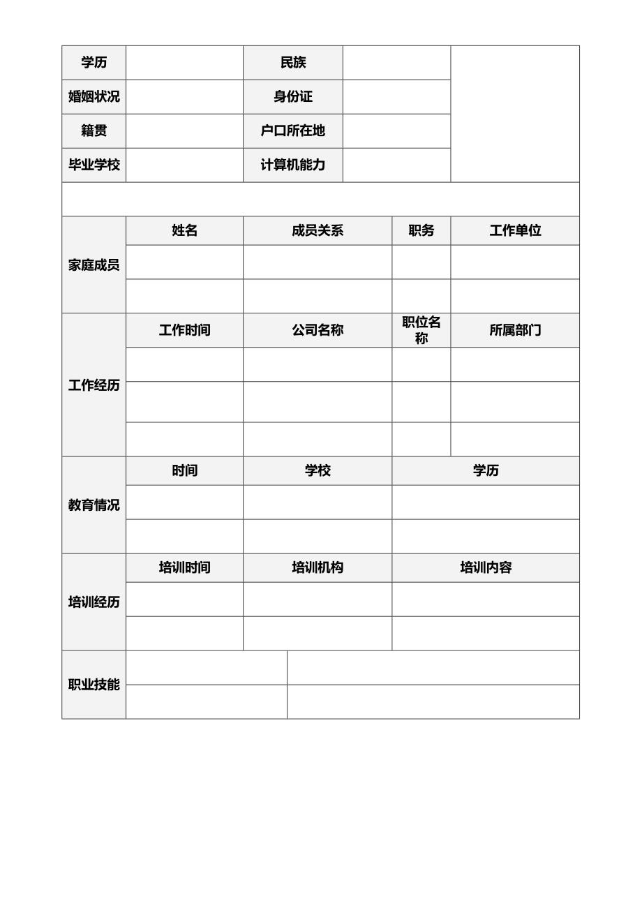 个人简历模板空白表格()(最新整理)_第3页